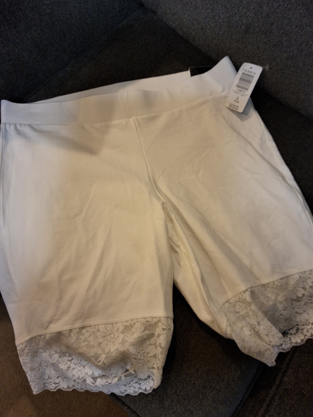 torrid White Lace-Trim Bike Shorts